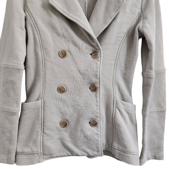 James Perse Jacket Womens 2 Medium Gray Double Breasted Knit Blazer Pockets Coat - Picture 3 of 11